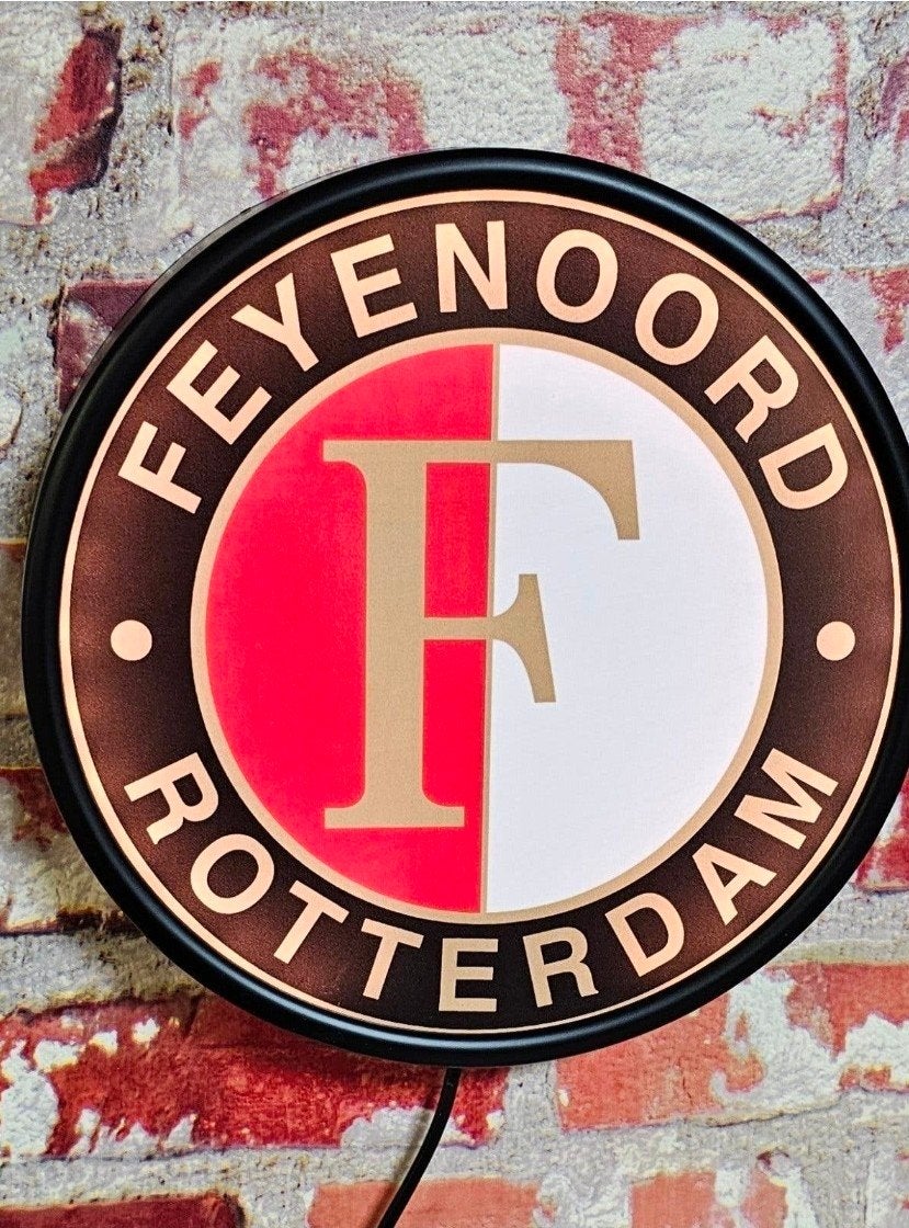 Feyenoord reclamebord met LED-verlichting - 20 cm, Ophalen of Verzenden