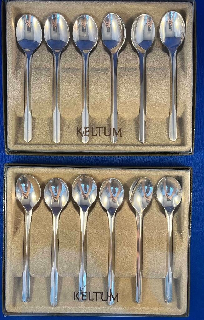 6 + 6 verzilverde koffie/theelepels van Keltum, Ophalen of Verzenden