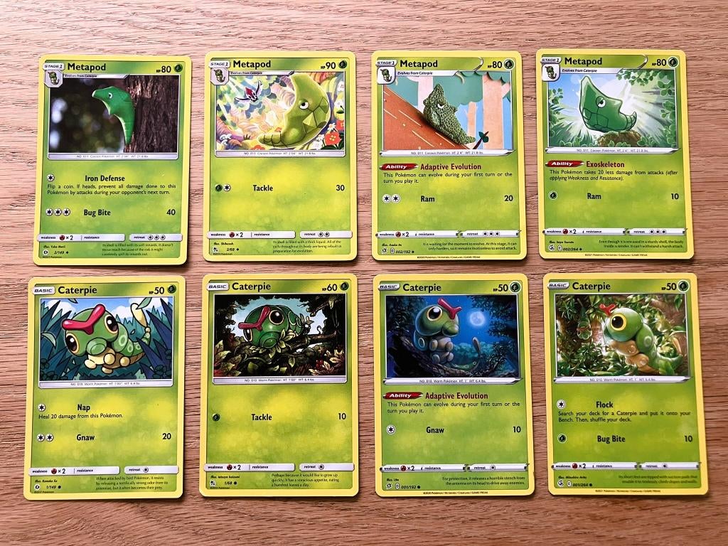 8x Caterpie & Metapod, Ophalen of Verzenden, Meerdere kaarten