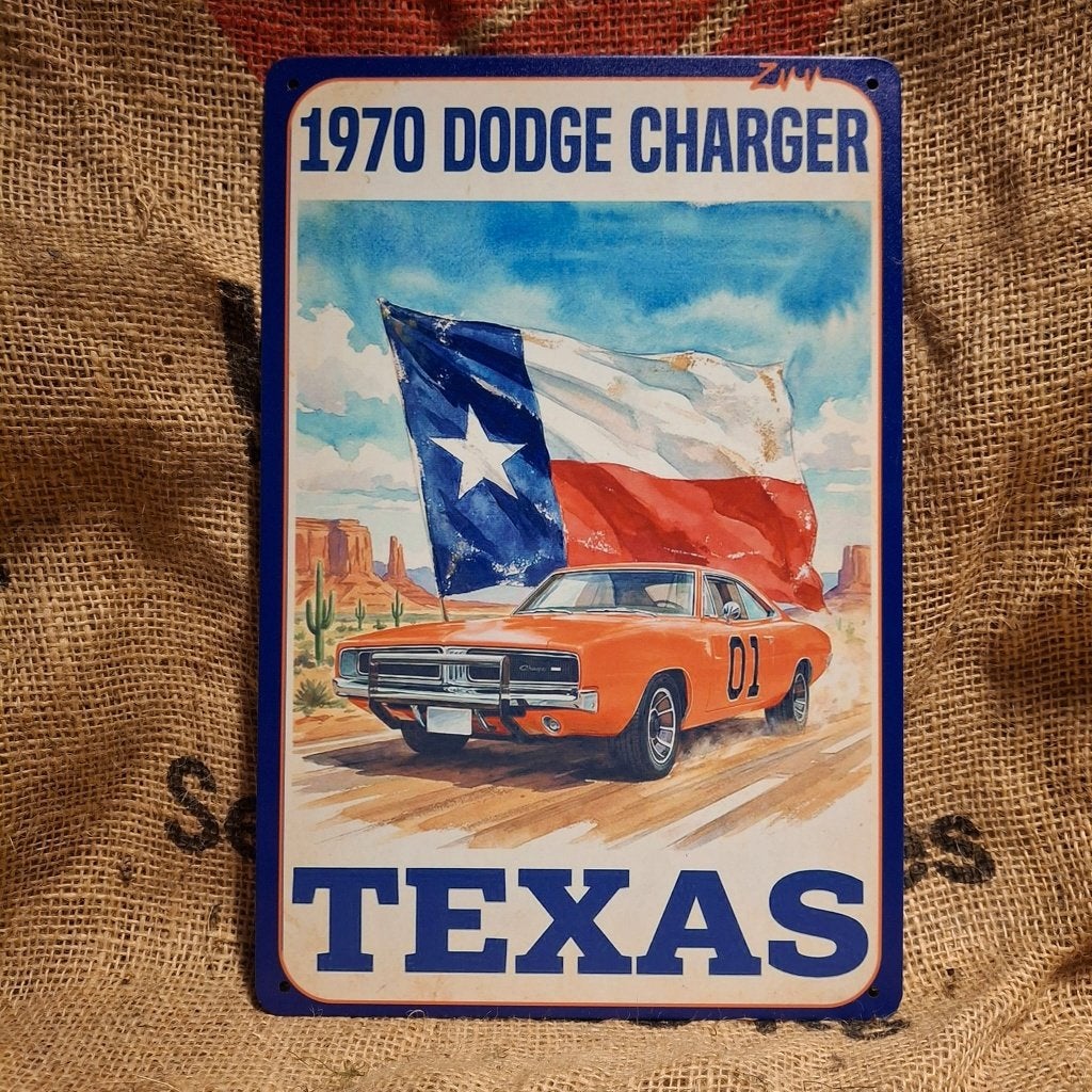 Dodge Charger - Metalen wandplaat, Metaal, 30 cm, 20 cm, Meerkleurig