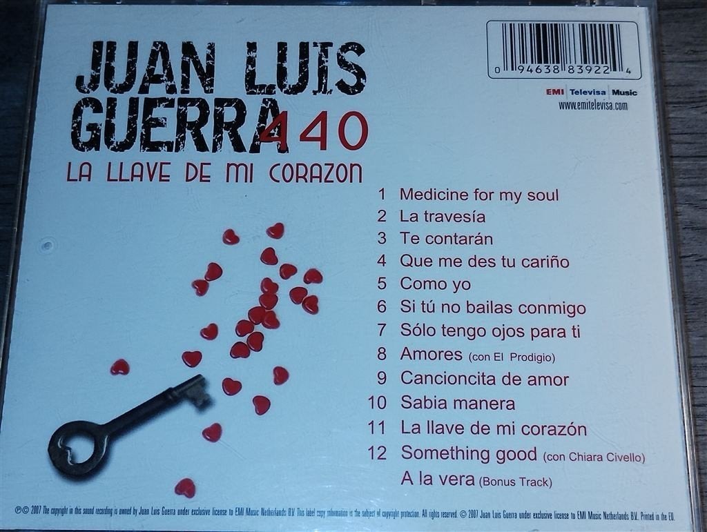 Juan Luis Guerra - La Llave De Mi Corazon, Cd's en Dvd's, Ophalen of Verzenden, Zo goed als nieuw