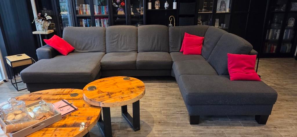 Grote hoekbank met chaise longue - Grijs, Ophalen, Zo goed als nieuw, Stof, Hoekbank