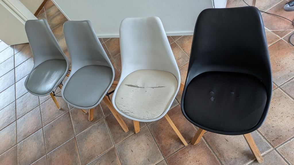 4 Kuipstoelen - verschillende designs, Gebruikt, Overige kleuren, Vier, Modern