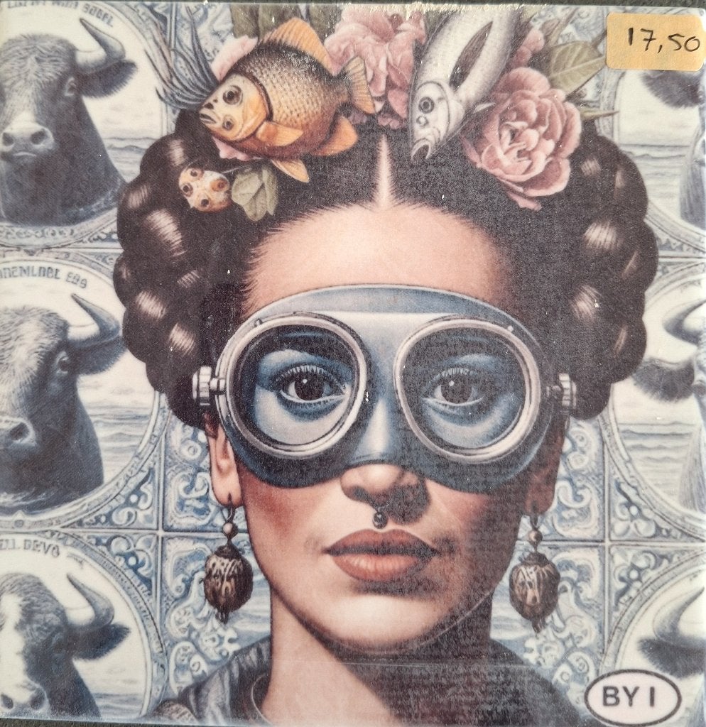 Frida Kahlo Keramische tegel 15 x 15 cm wanddecoratie, 15 cm, Nieuw, Steen/keramiek, Ophalen of Verzenden