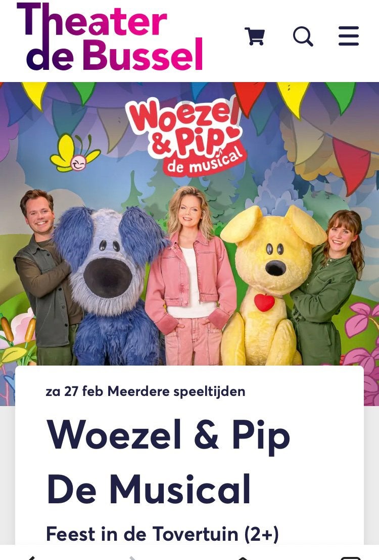 2 Kaartjes Woezel en Pip de musical, Twee personen, Februari
