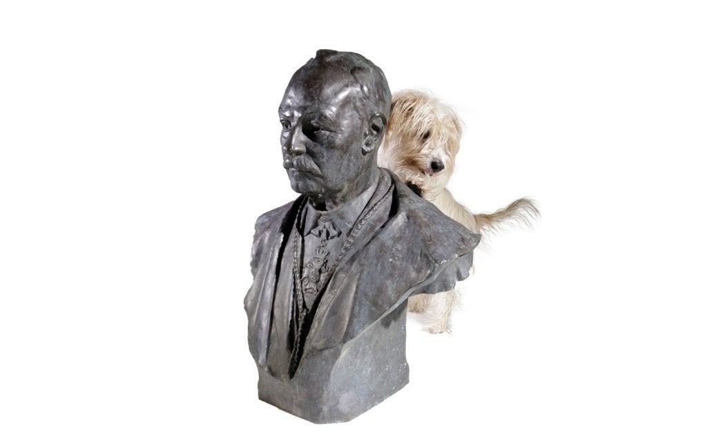 Bronzen buste heer met ridderorde - Frantz Vermeylen 1921, Ophalen, Buste, 50 - 100 cm, Brons