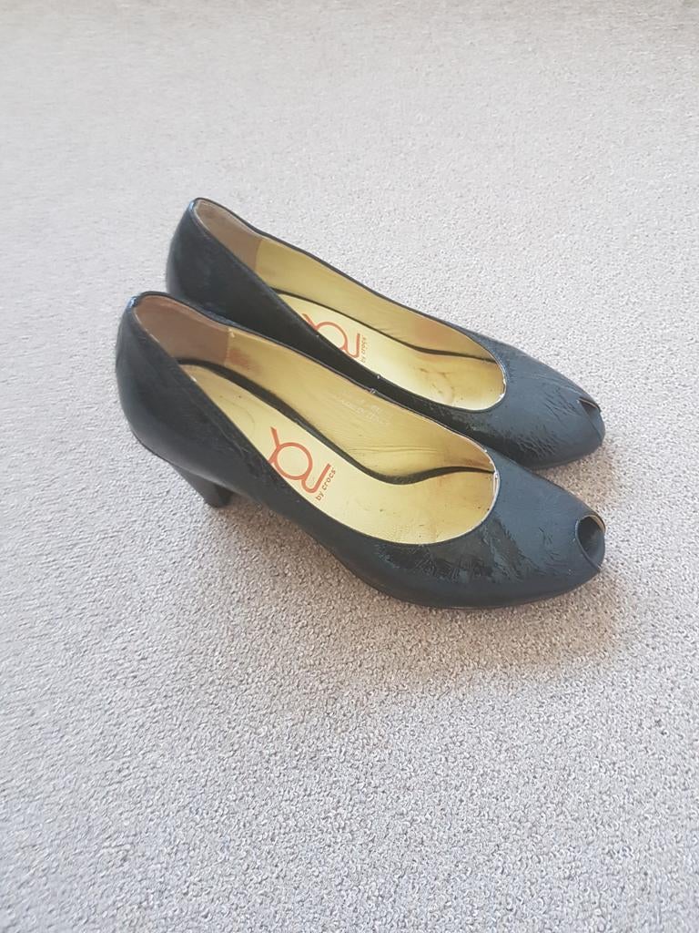 Zgan peeptoe schoenen/pumps maat 38, Kleding | Dames, Schoenen, Ophalen, Pumps, Zwart, Zo goed als nieuw