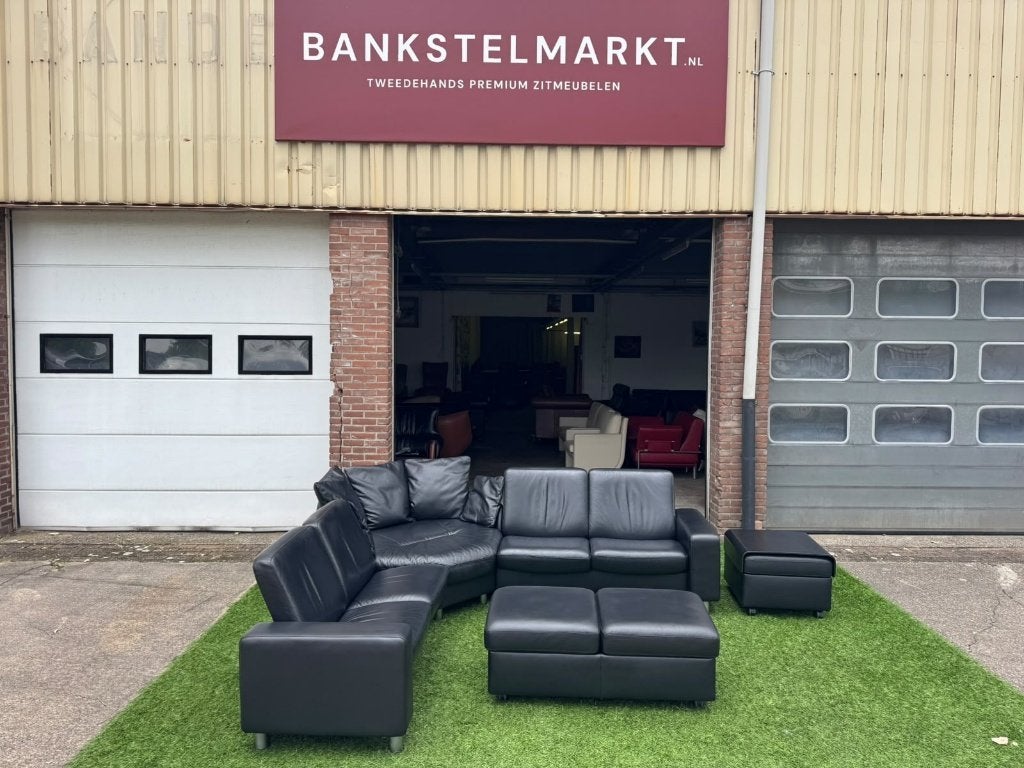 Hoekbank STRESSLESS relax bank zwart leren bankstel, 250 tot 300 cm, Hout, Geen, Pahest@hotmail.nl