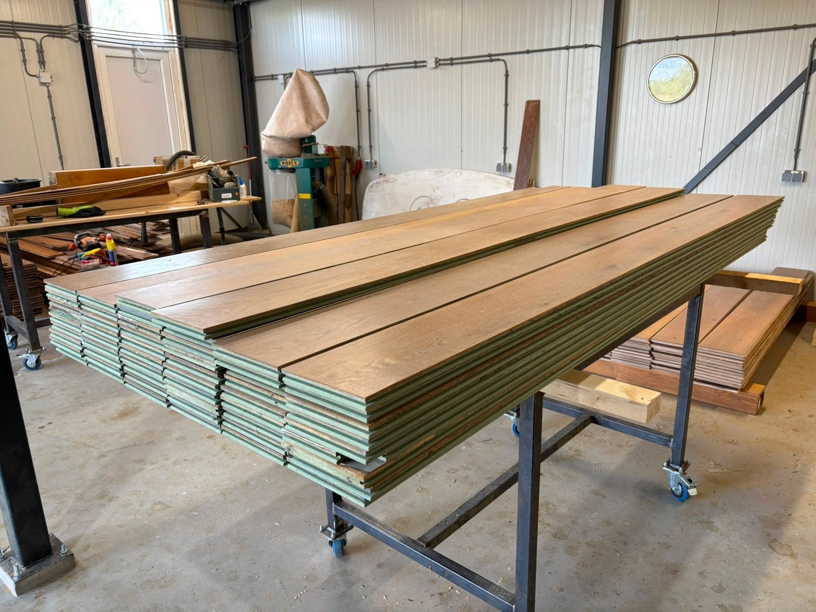 Prachtige eiken vloer +/-40m2 2.1cm dik 6mm toplaag 250 lang, Ophalen, Zo goed als nieuw