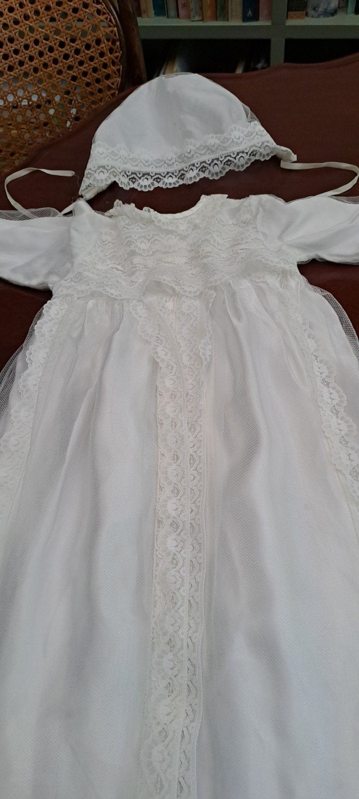 Prachtige witte doopjurk met mutsje, kant en tule, Ophalen of Verzenden, Zo goed als nieuw, Onbekend, Jongetje of Meisje