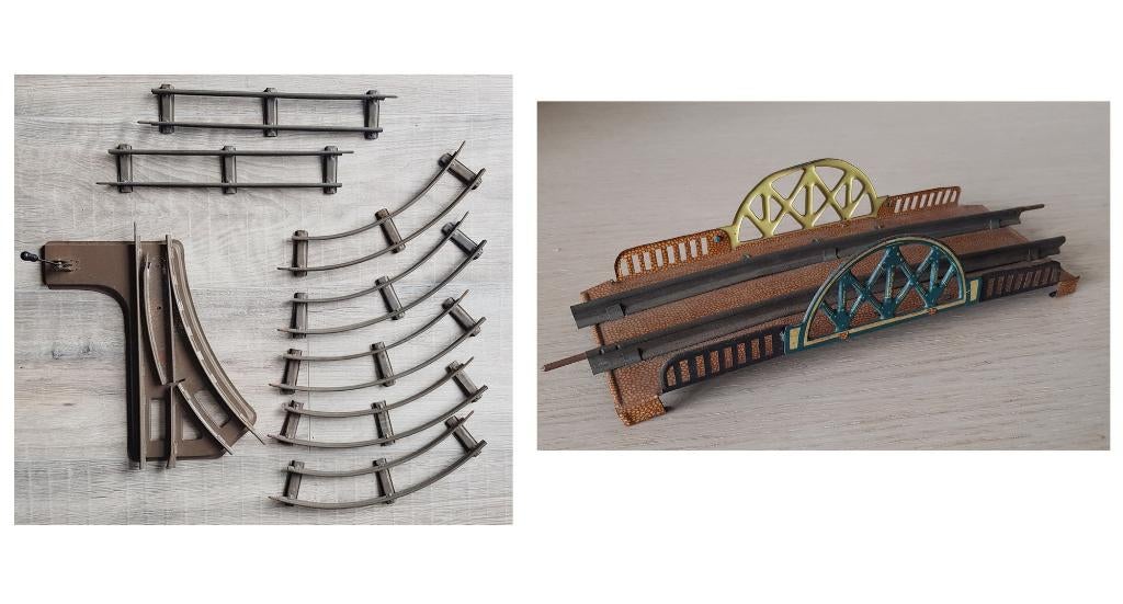 Rails - wissel - spoorbrug - blik - spoor 0 - merk onbekend, Ophalen of Verzenden, Gebruikt, Gelijkstroom, Overige typen