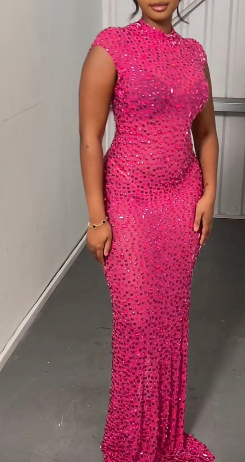 Roze Galajurk met Pailletten - Maat S, Kleding | Dames, Ophalen of Verzenden, Roze, Maat 36 (S), Gedragen
