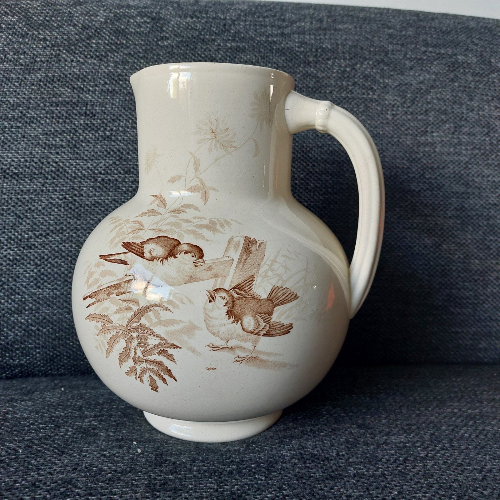 Antieke Petrus Regout lampetkan met vogeldecor, Antiek en Kunst, Ophalen of Verzenden