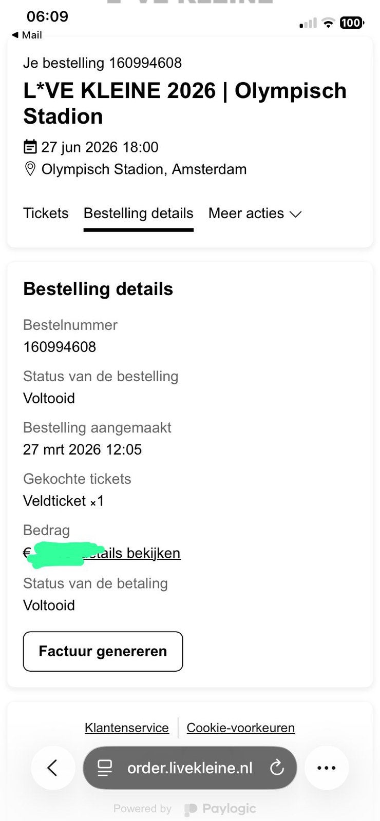 1 ticket Lil Kleine, Eén persoon, Overige soorten