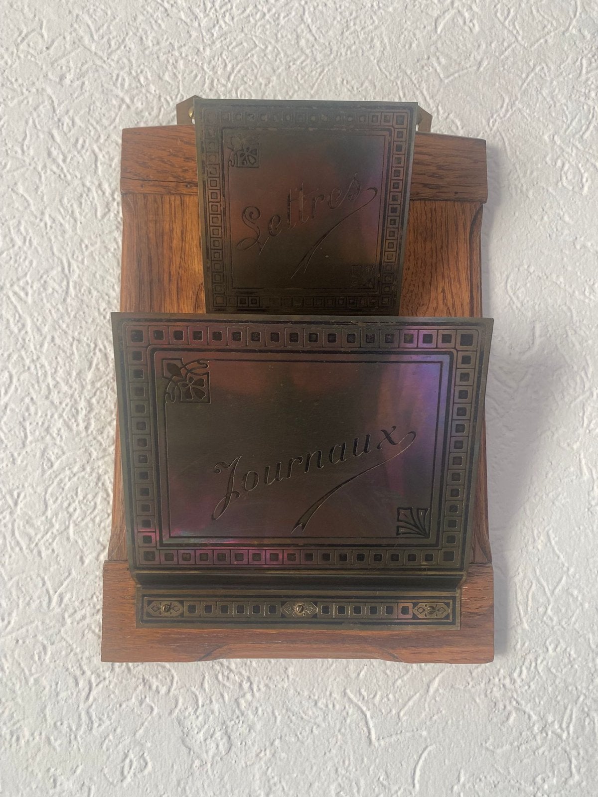 Antieke brievenhouder/wandrek 'Lettres & Journaux', Ophalen of Verzenden