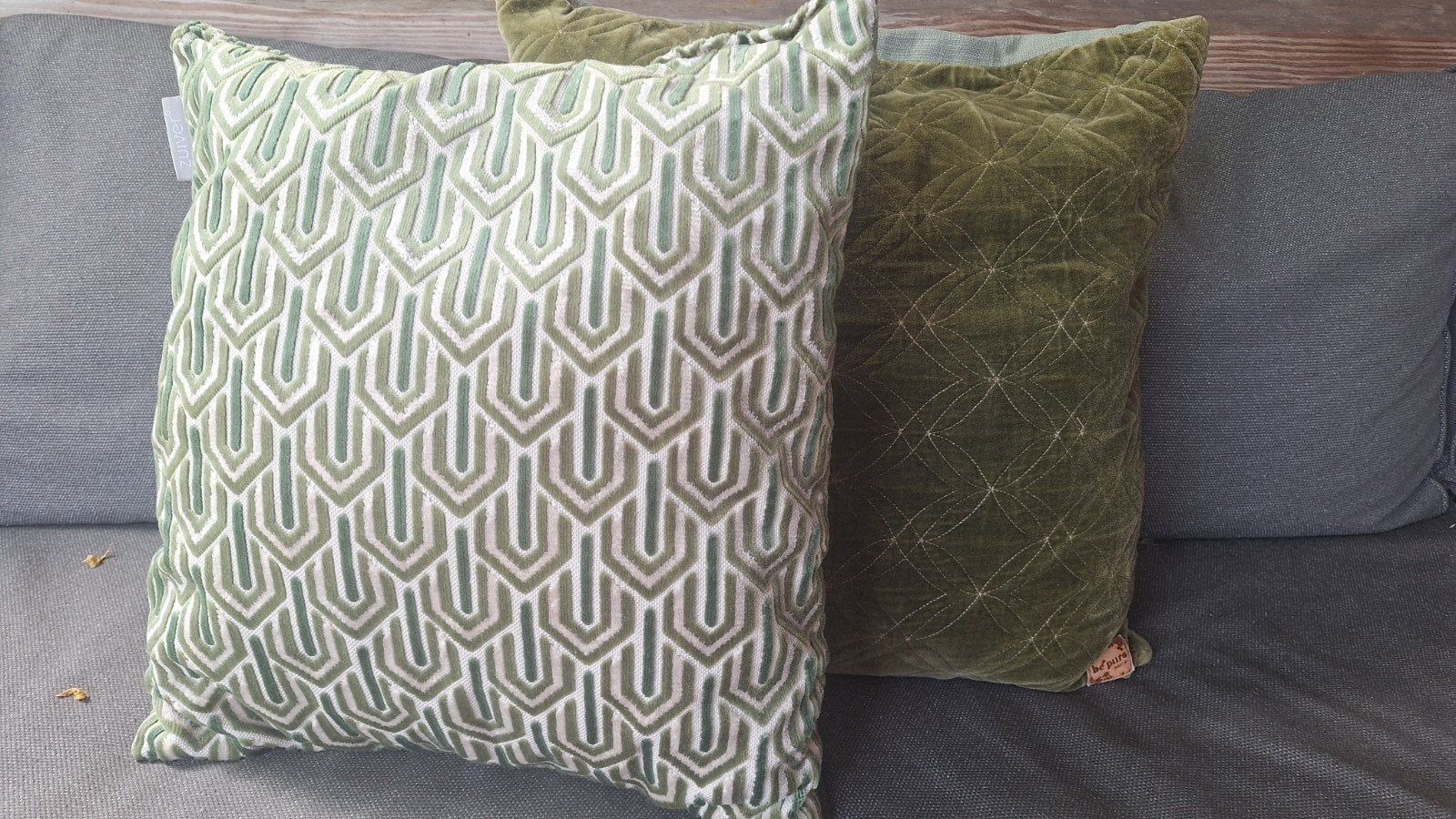 Set van 2 groene sierkussens: Zuiver en Be Pure Home, Ophalen, Overige merken, Gebruikt, Inclusief binnenkussen