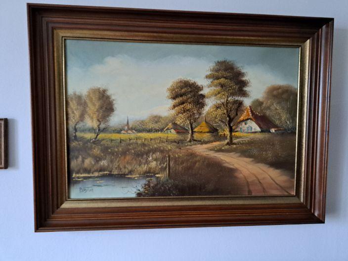 Schilderij Landschap van Pieter Vosman, Oorspronkelijke maker, Ophalen of Verzenden, Zo goed als nieuw, Schilderij