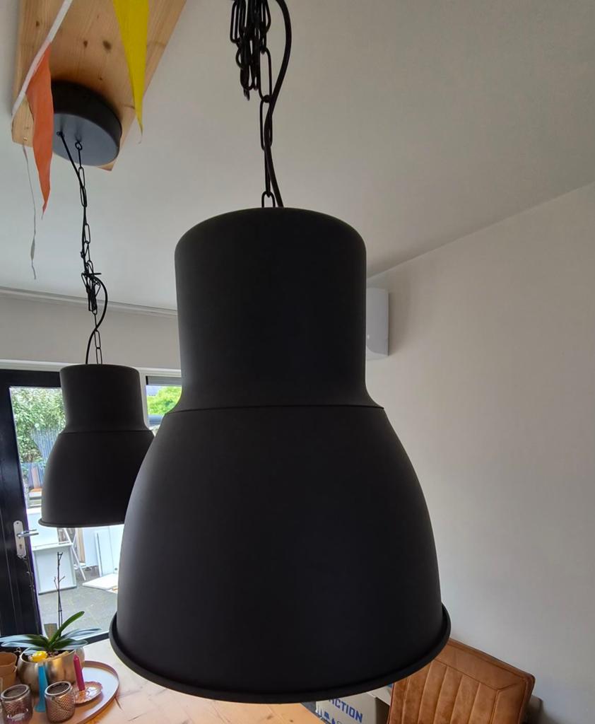 Set van 2 industriële hanglampen, zwart, Ophalen, Industrieel, Modern, Zo goed als nieuw, Metaal