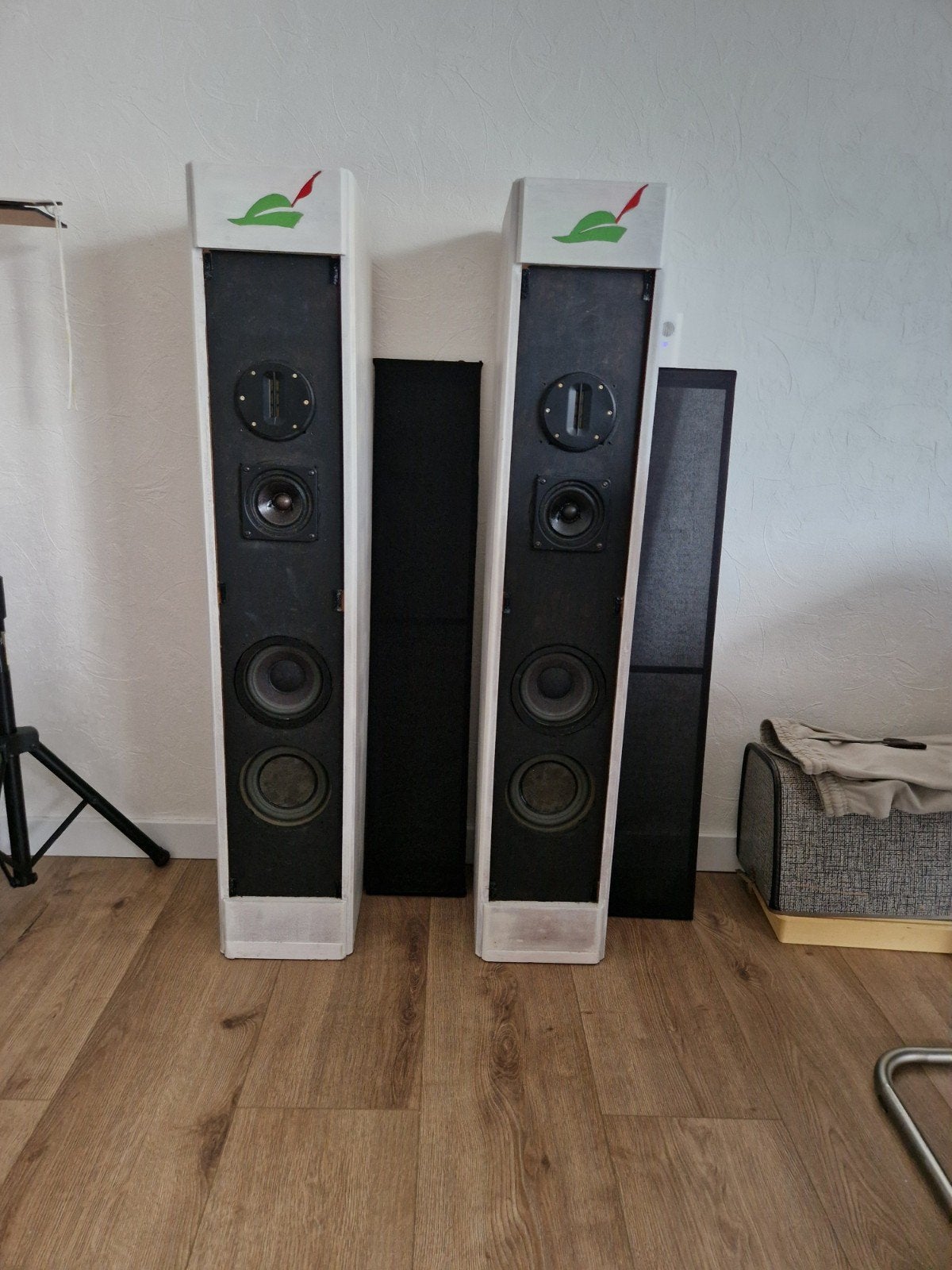 Pied Pipers (imitatie) luidsprekers met Bose/Magnat speakers, Audio, Tv en Foto, Ophalen, Gebruikt, Vloerstaande luidspreker, Overige merken