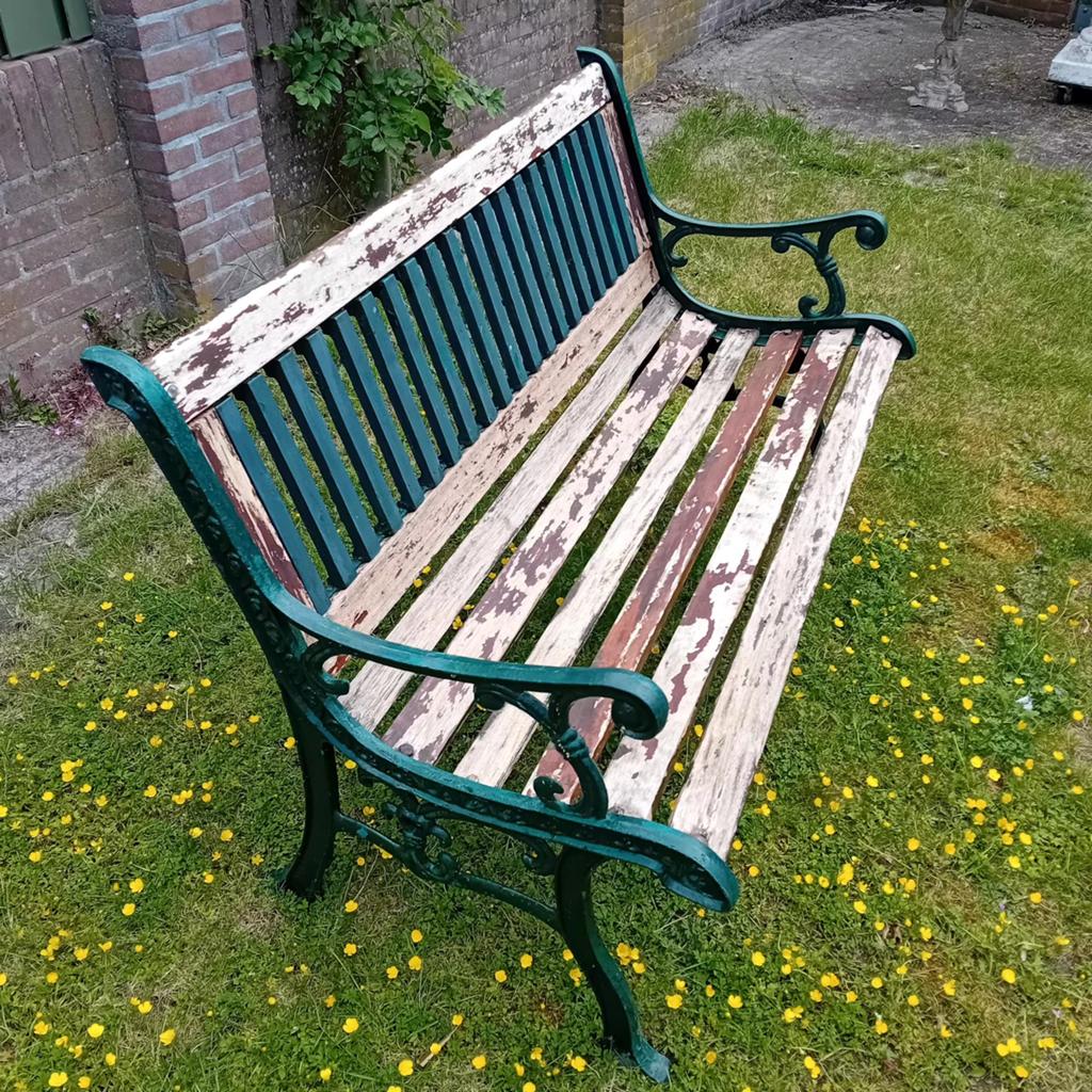 Vintage tuinbank gietijzer, Tuin en Terras, Tuinbanken, Ophalen, Gebruikt, Metaal
