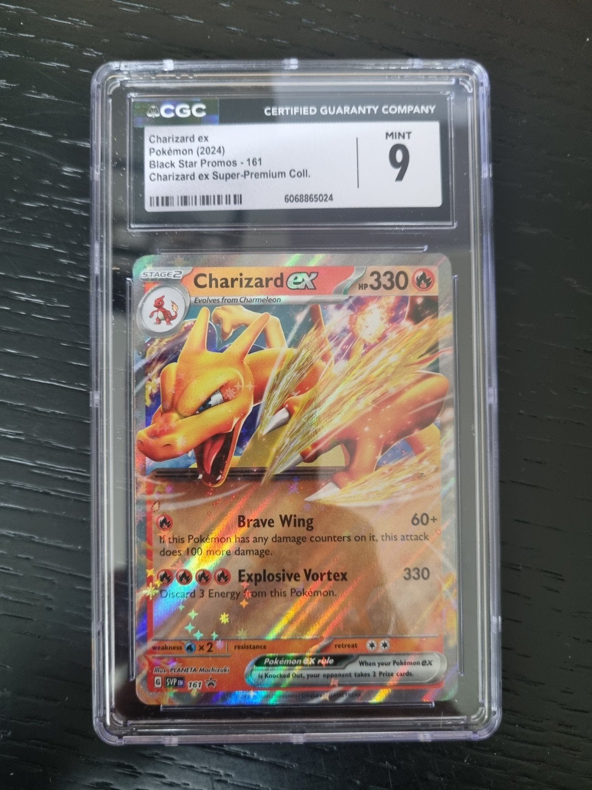 charizard ex Black star promo 161 CGC 9 mint € 40, Hobby en Vrije tijd, Ophalen of Verzenden, Zo goed als nieuw, Losse kaart, Foil