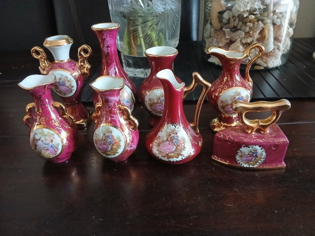 Verschillende Limoges porseleinen miniatuur, 8st,8-10cm hoog, Ophalen of Verzenden, Zo goed als nieuw, Porselein, Beeldje(s)