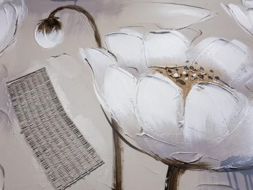 Schilderij, bloemen op doek, sepia kleuren, nieuwstaat, Ophalen of Verzenden, 'T Olde Gre-j, Info@toldegrej.nl, Endepoelstraat 20f Didam