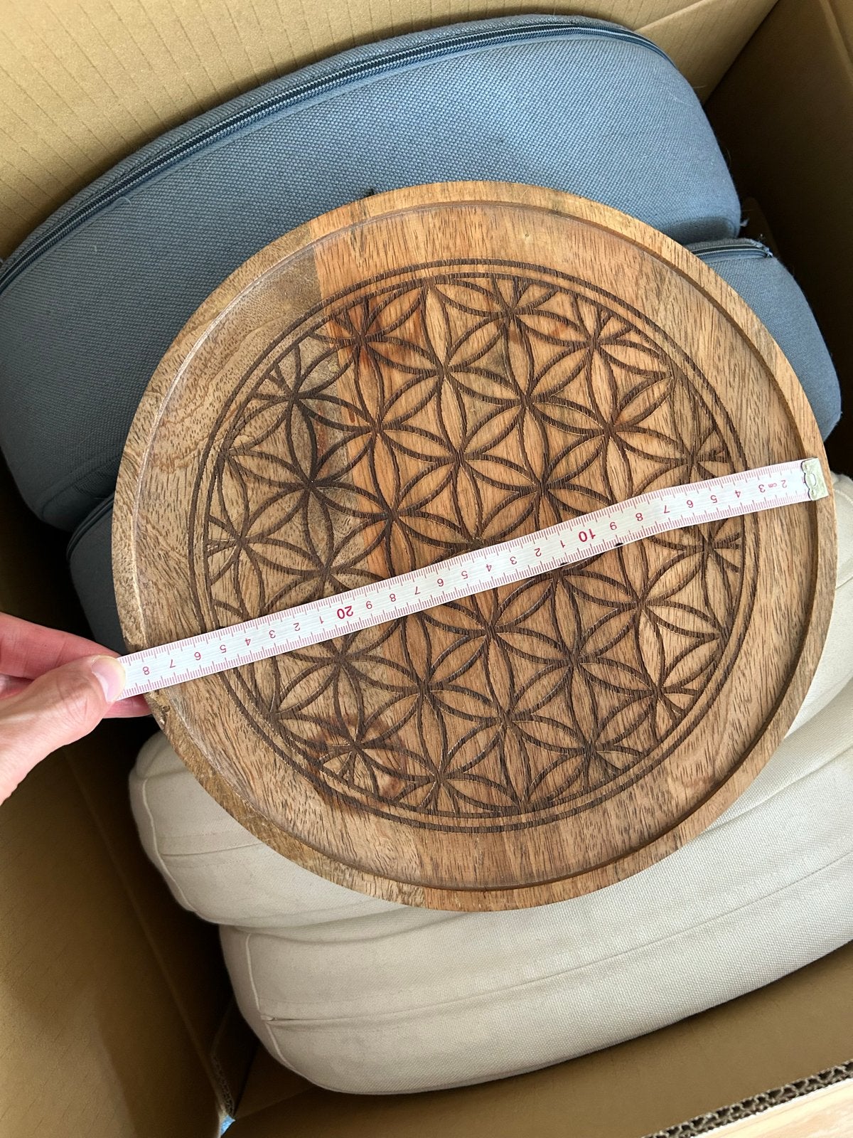 Mango Houten Bord voor Edelsteen Legging - Flower of Life, Hout, Overige stijlen, Ophalen of Verzenden, Zo goed als nieuw