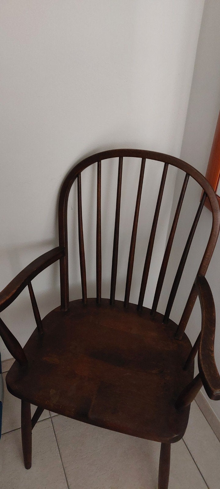 Vintage houten Windsor stoel met armleuningen, Ophalen