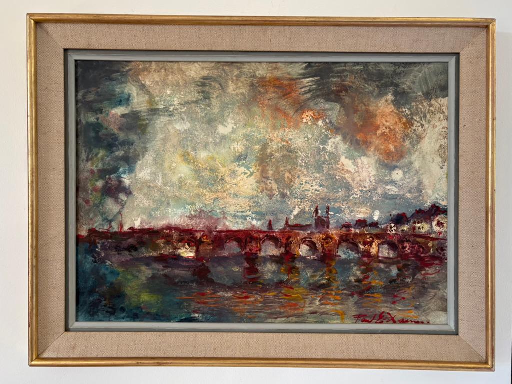 Paul E Daenen - Maasbrug Maastricht, Antiek en Kunst, Kunst | Schilderijen | Klassiek, Ophalen of Verzenden