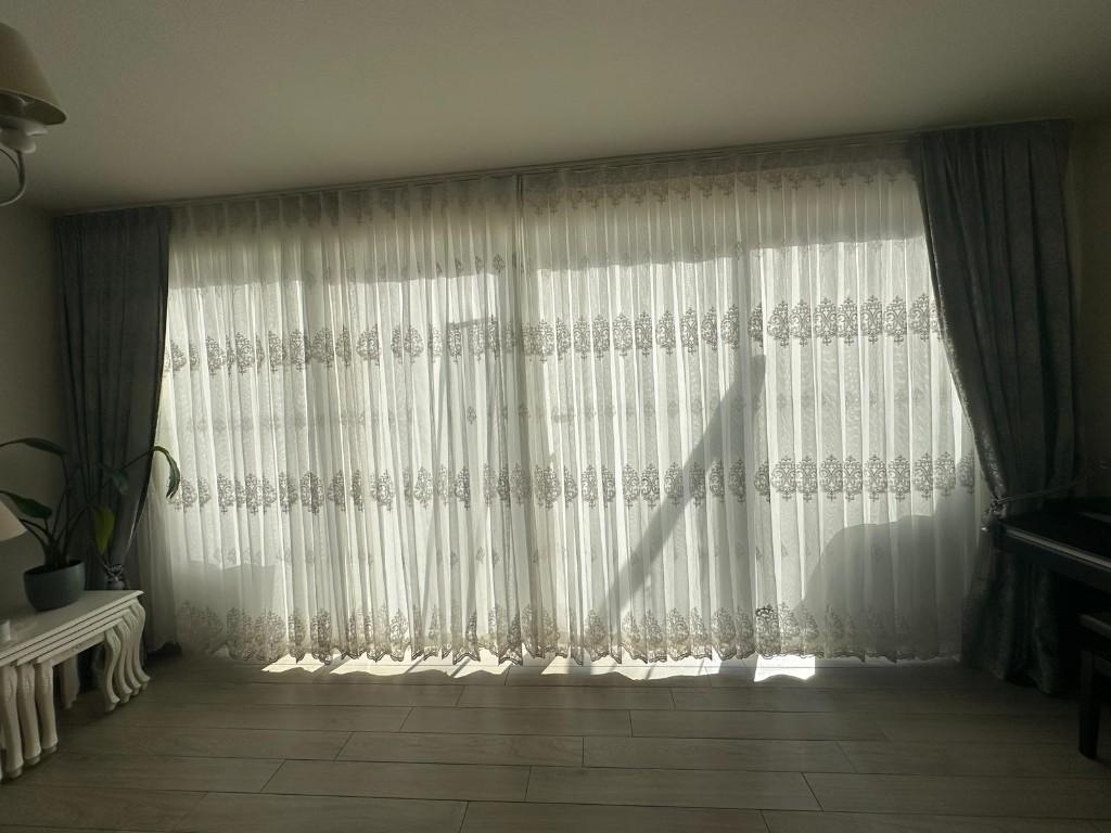 Set wit verduisterend gordijn 285x235 cm, Ophalen, 200 cm of meer, Wit, Zo goed als nieuw