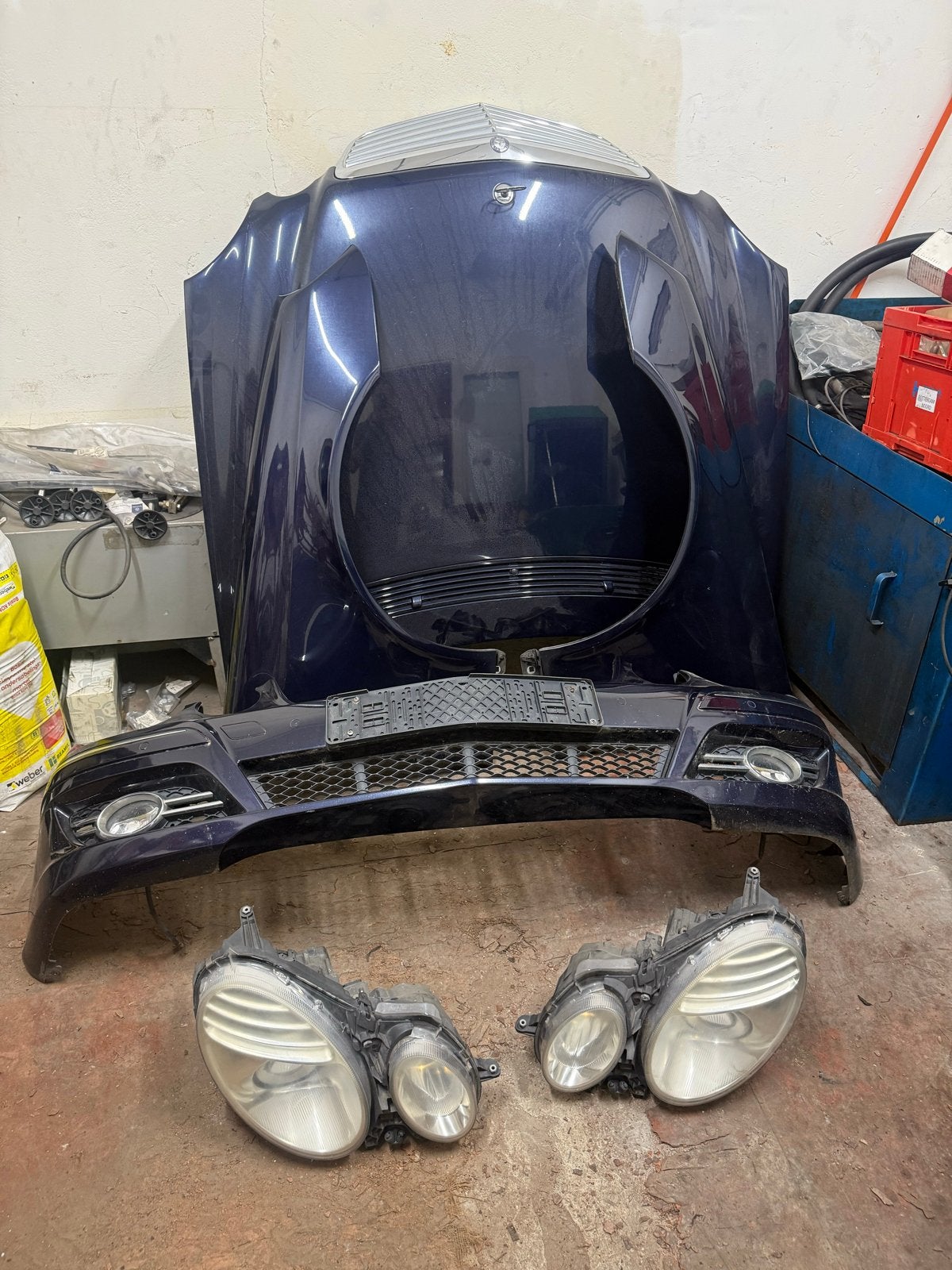 Motorkap, Bumper xenon Koplampen Mercedes-Benz w211 E-Klasse, Auto-onderdelen, Carrosserie en Plaatwerk, Ophalen, Gebruikt, Voor
