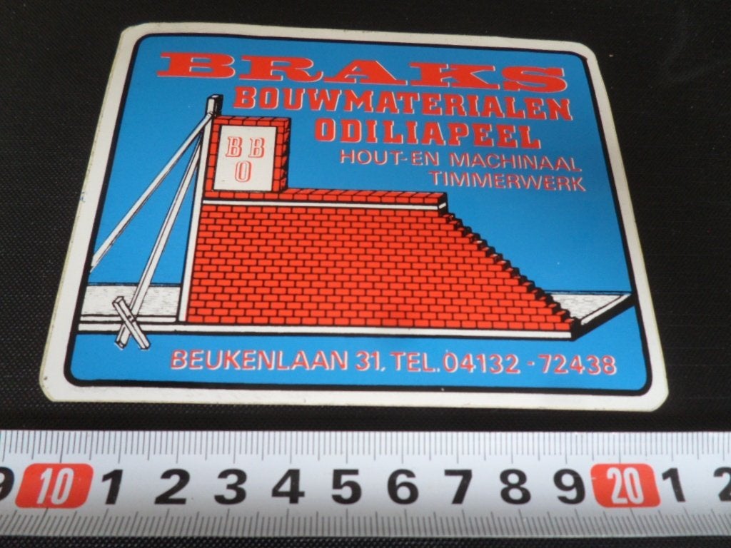 sticker odiliapeel BRAKS bouwmaterialen beukenlaan 31, Verzamelen, Ophalen of Verzenden, Zo goed als nieuw