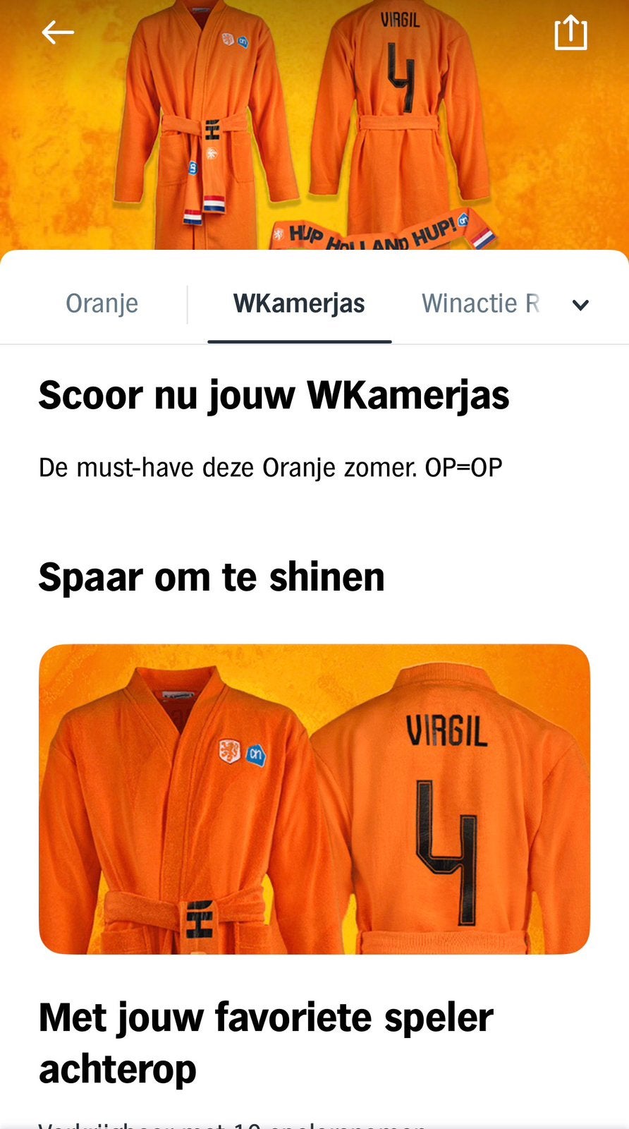 WKamerjas Albert Heijn (spaaractie), Albert Heijn, Ophalen