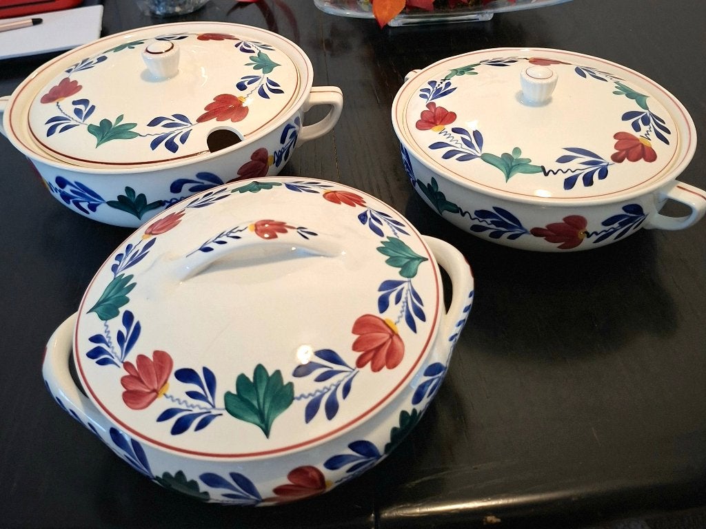 Boerenbont  3 dekschalen voor 25 euro, Gebruikt, Landelijk/Boerenbont, Ophalen of Verzenden, Schaal of Schalen