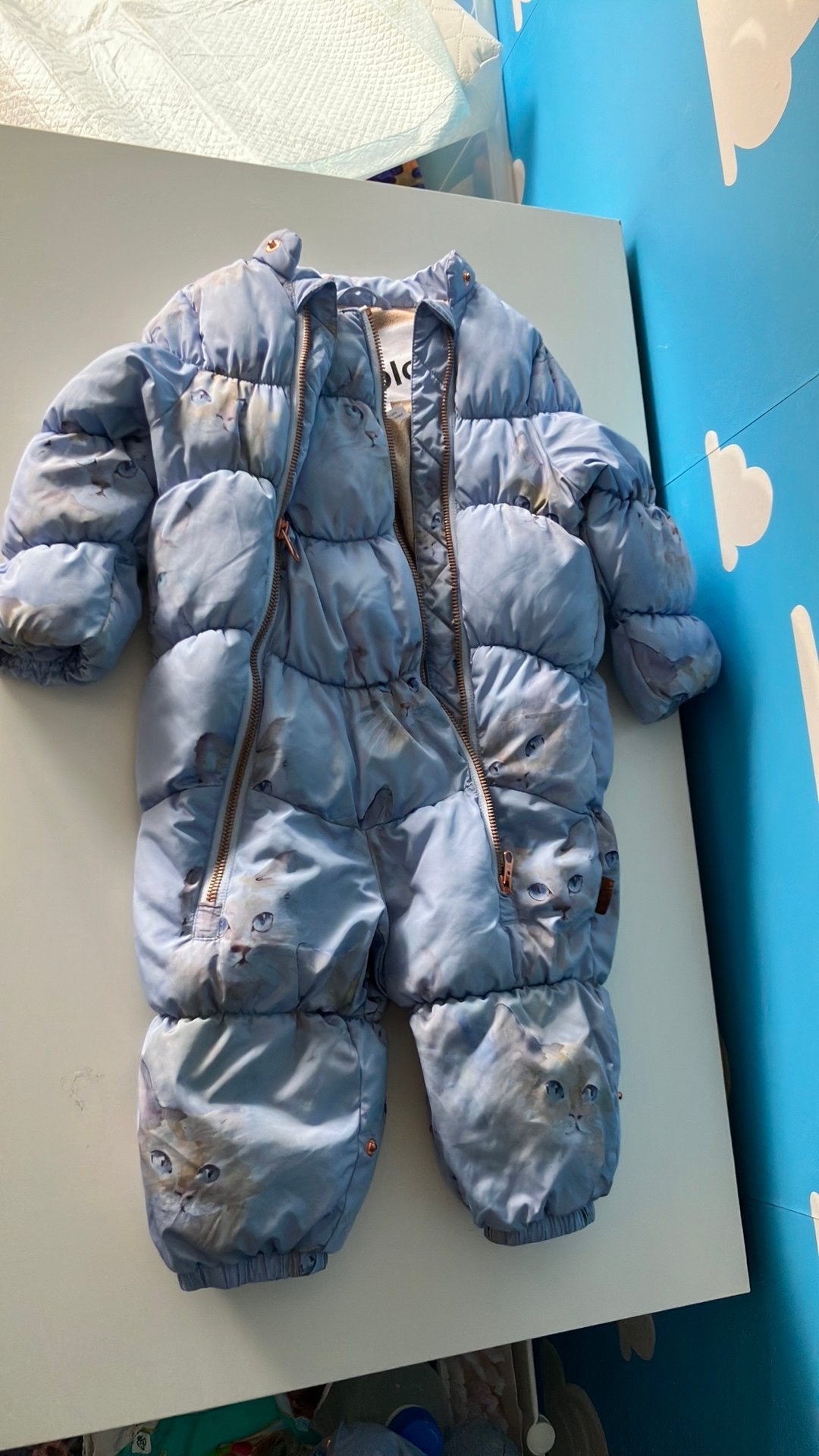 MOLO SNOWSUITS UNISEX - Skipak - aquarelle blue - Maat 74, Ophalen of Verzenden, Zo goed als nieuw, Jongetje of Meisje, Pakje