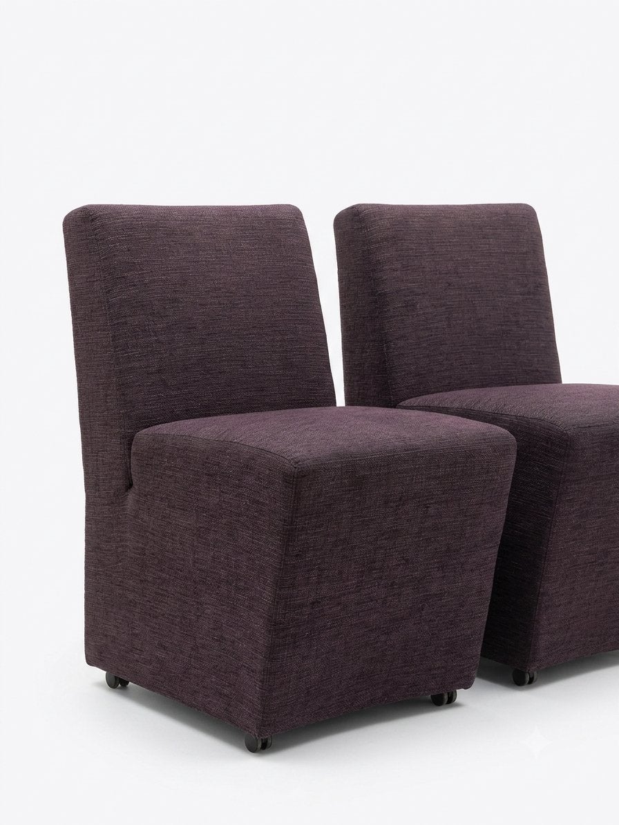 4 Luxe Mobitec Eetkamerstoelen op Wieltjes (Paars), Ophalen, Gebruikt, Overige kleuren, Stof