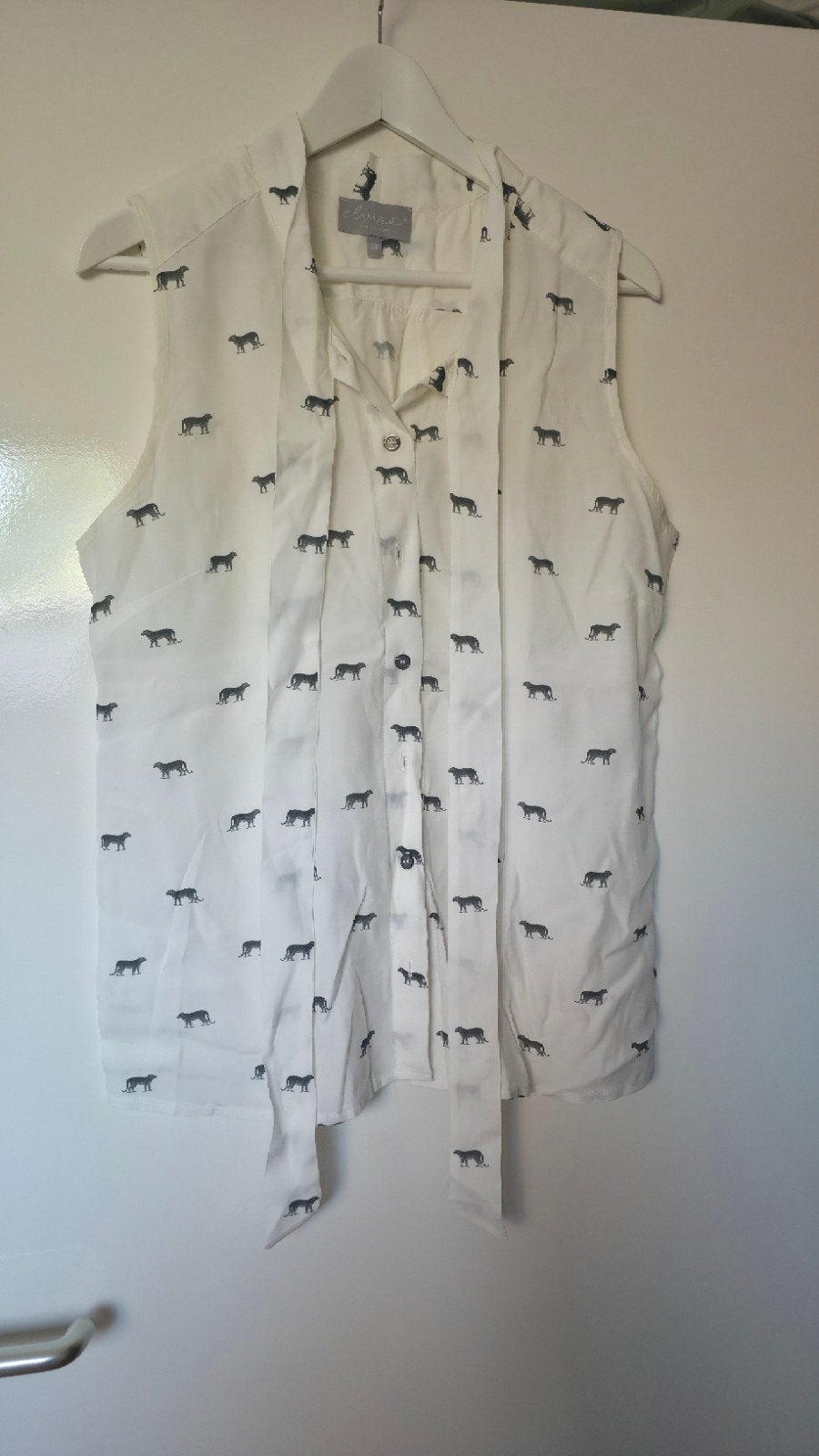 Elvira Collections mouwloze blouse met panterprint, maat M, Maat 38/40 (M), Wit, Nieuw, Ophalen of Verzenden