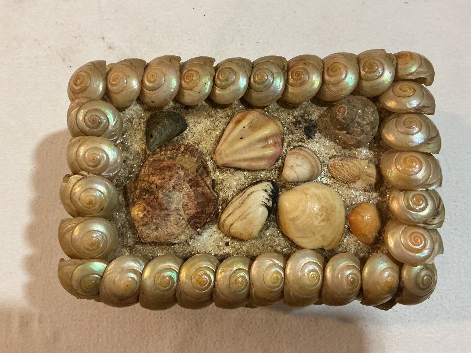 Oud sieradenkistje met schelpen, Ophalen of Verzenden
