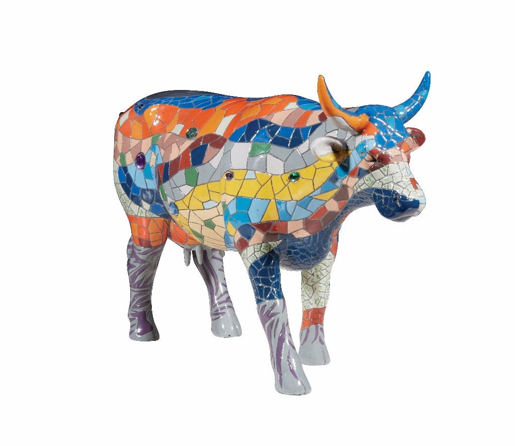 Nieuw Cow Parade koe Barcelona large gratis verzending., Antiek en Kunst, Ophalen of Verzenden, Beeld