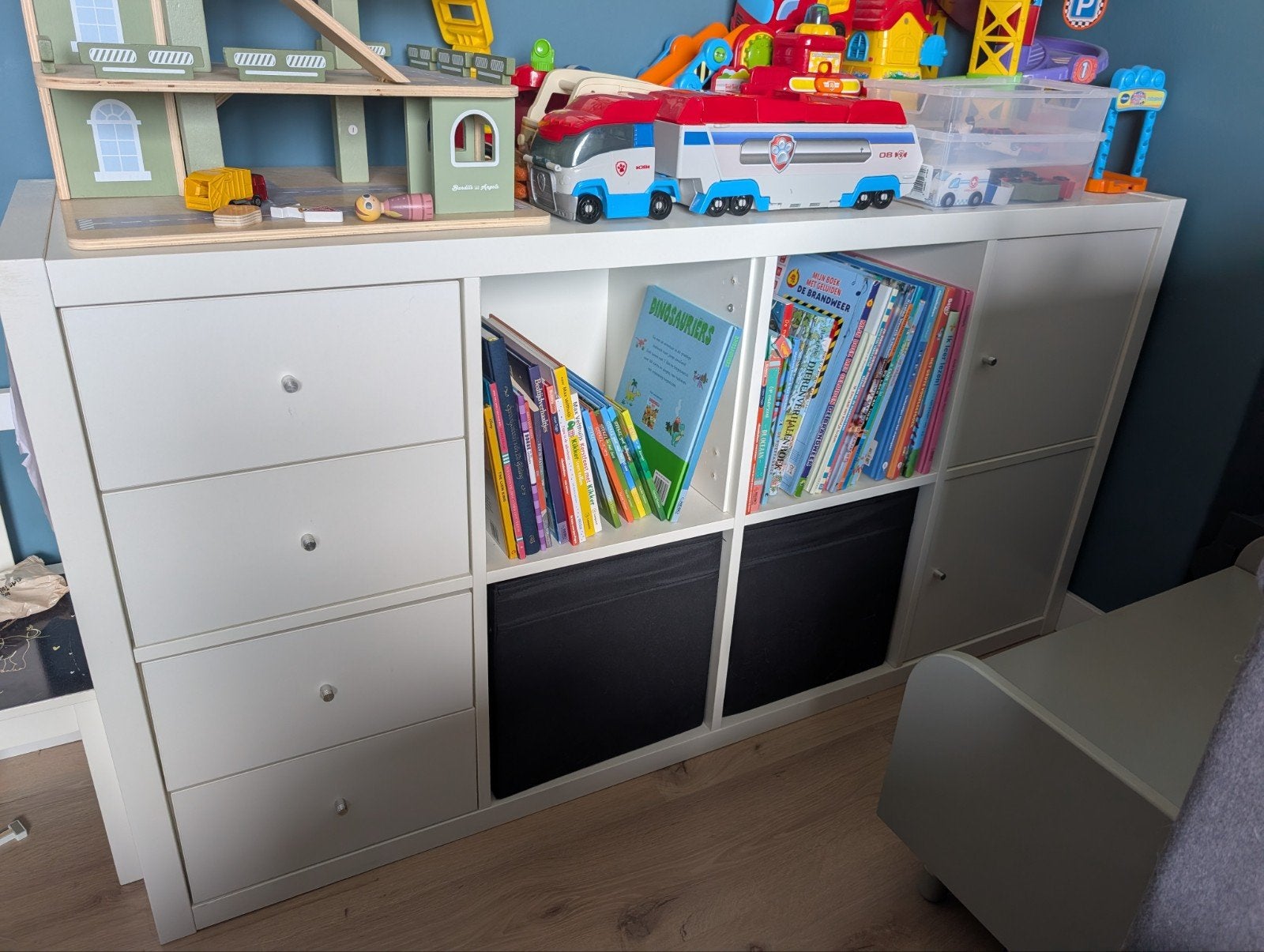 IKEA KALLAX Open Kast Wit 77x147 cm met lades en deuren, Ophalen, Overige materialen, Gebruikt, Met deur(en)