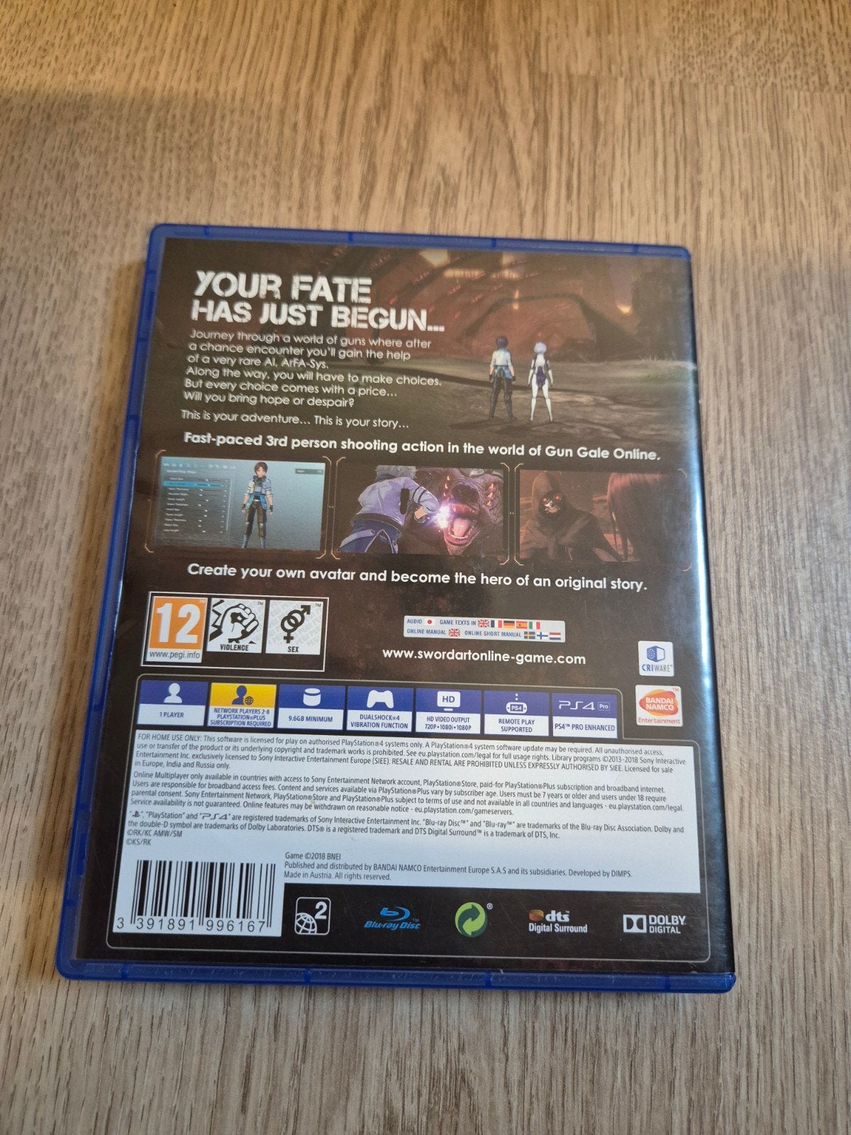 PS4 spel sword art online fatal bullet playstation 4, 1 speler, Ophalen of Verzenden, Avontuur en Actie