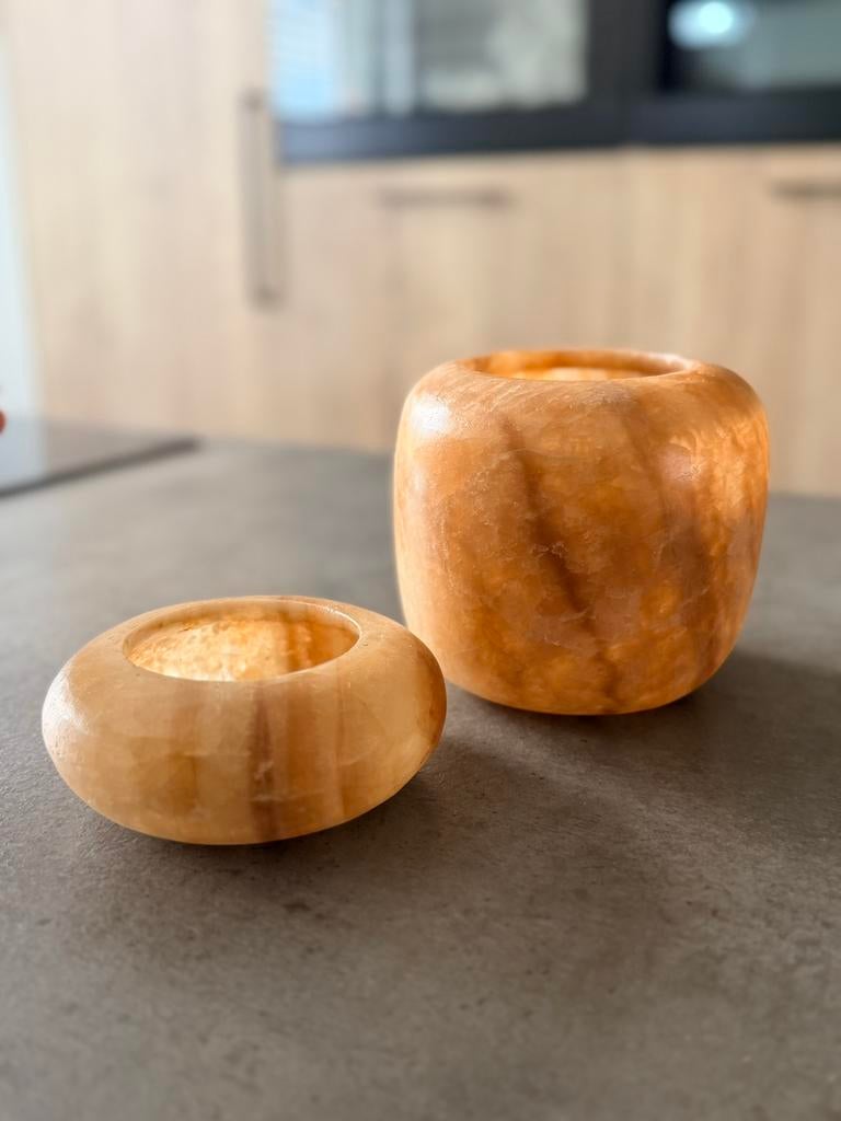 Alabaster set, Overige materialen, Nieuw, Ophalen of Verzenden, Bruin