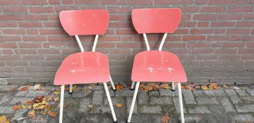 stoelen vintage roze wit twee stuks, Ophalen of Verzenden