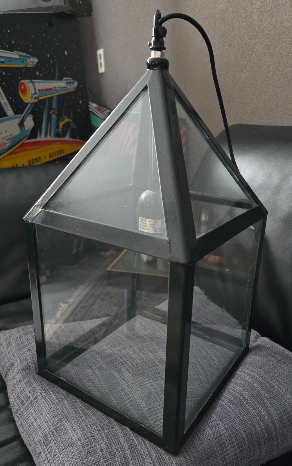 Zware metalen hanglamp - landelijke/industriële stijl, Ophalen, Gebruikt, Modern, Industrieel, Glas