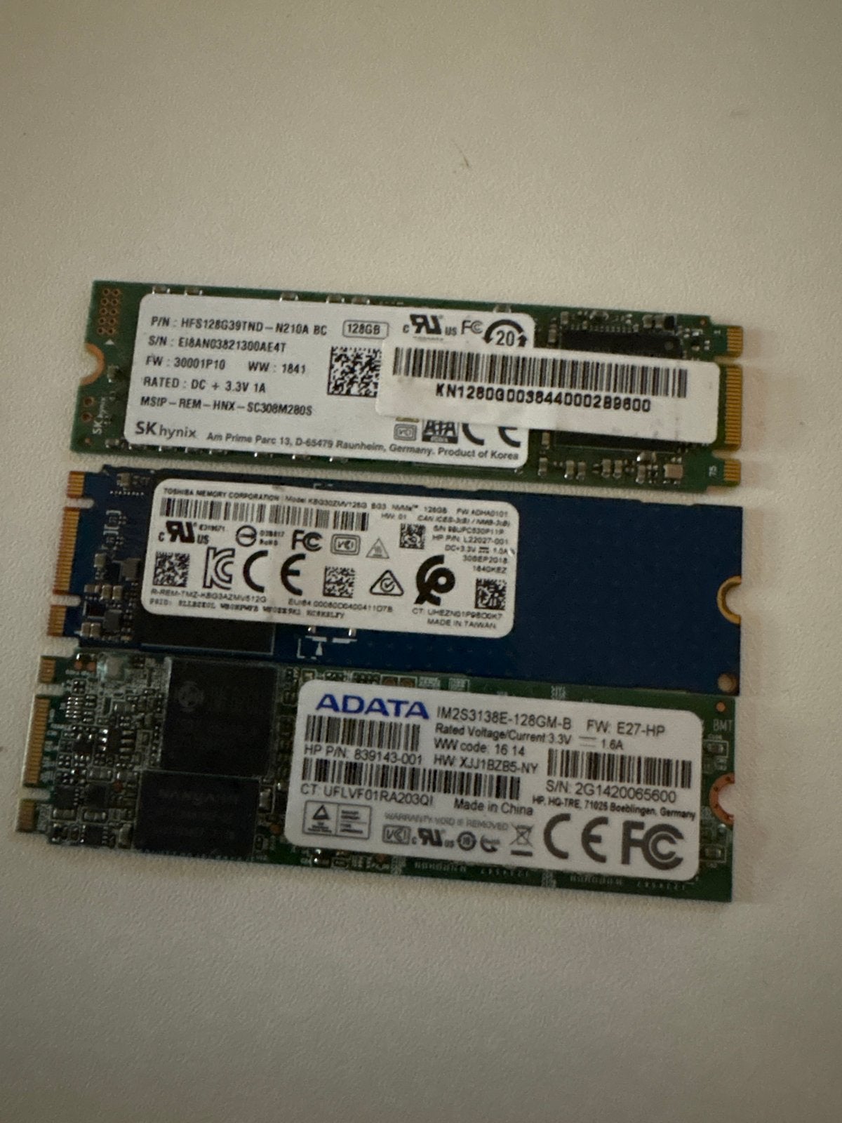 SK Hynix en Adata 128GB SSD M.2 opslag, Computers en Software, Harde schijven, Intern, Gebruikt, Ophalen of Verzenden, Laptop