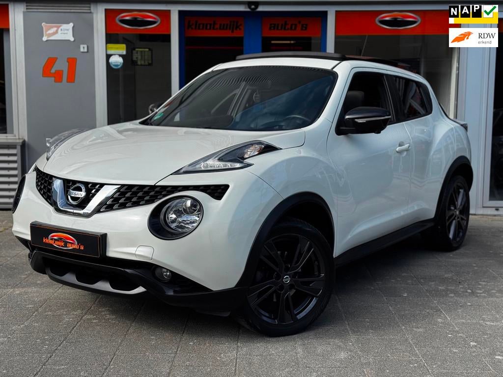 Nissan Juke 1.2 DIG-T Tekna Panorama Leder Camera Pearl Whit, Auto's, Nissan, Voorwielaandrijving, 639 kg, Wit, Bedrijf