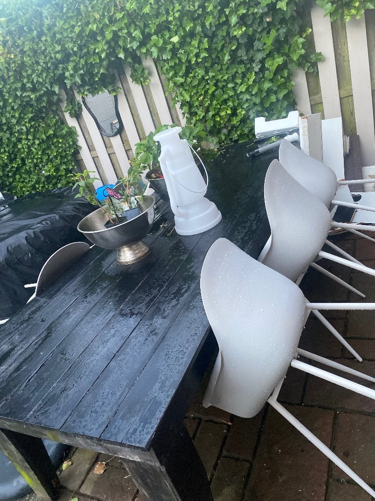 Grote buitentafel 6 persoons, Ophalen, Gebruikt, Tuintafel, 200 cm of meer