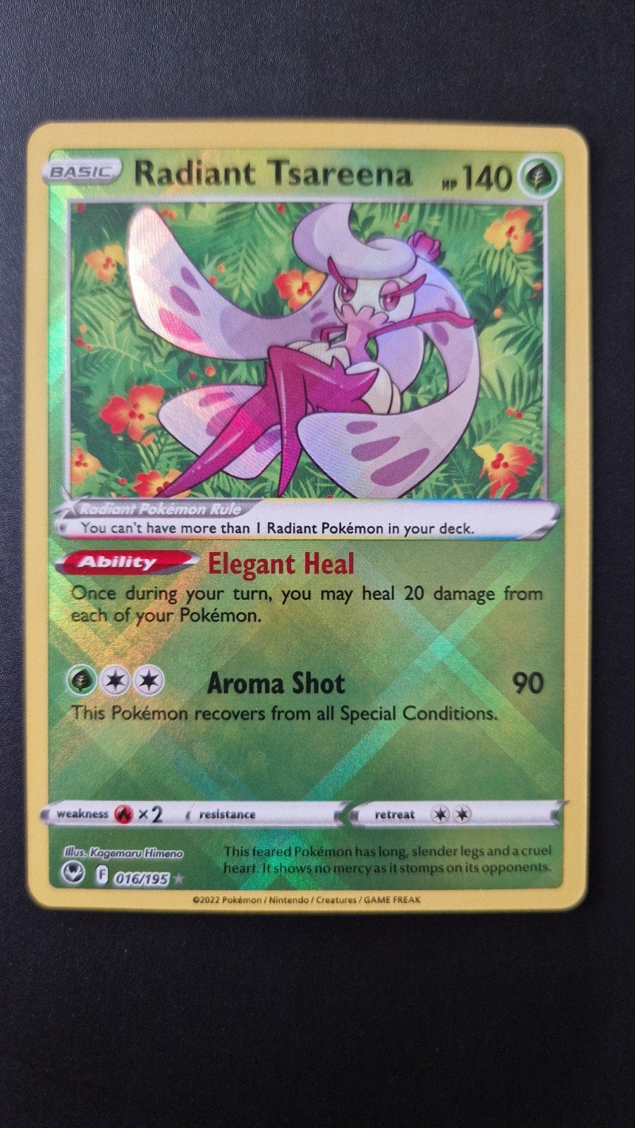 Radiant Tsareena 016/195 Sword&Shield Silver Tempest Pokemon, Ophalen of Verzenden, Nieuw, Losse kaart