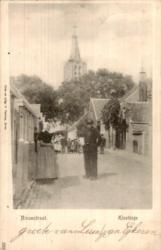 Kloetinge - Nieuwstraat - Kerktoren, Ophalen of Verzenden, Voor 1920, Gelopen, Zeeland